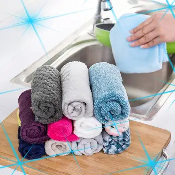 

High Efficient Anti-grease Bamboo Fiber DishTowels Multipurpose Kitchen Soft Dish Cloths Cleaning Fast Drying Kitchen Wiping Rag
