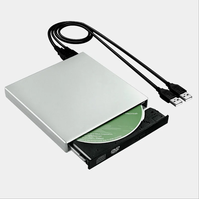 IMice USB 2,0 портативный ультра тонкий внешний слот-в DVD-RW CD-RW CD DVD плеер привод писатель Rewriter оптический привод горелки для ПК - Цвет: silver