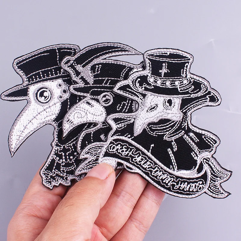 

Plague Doctor Beak Face Patch DIY Embroidery Patches for Clothing Stickers Punk Skull Patch for T-shirt Applique Accessories