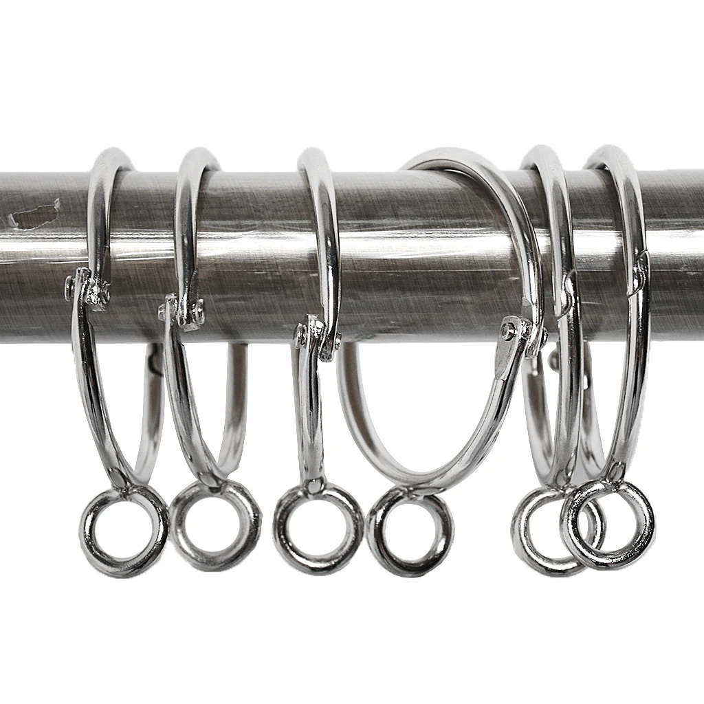 12 Pieces Silver 1.5-Inch Inner Diameter Metal Flat Curtain Rings Eyelets, Fits Up to 1.5 Inch Rod