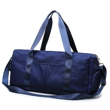 

TOP!-Large Capacity Travel Gym Tote Travel Bag Casual Shoulder Bags Weekender Portable Nylon Tote Waterproof Handbags Blue