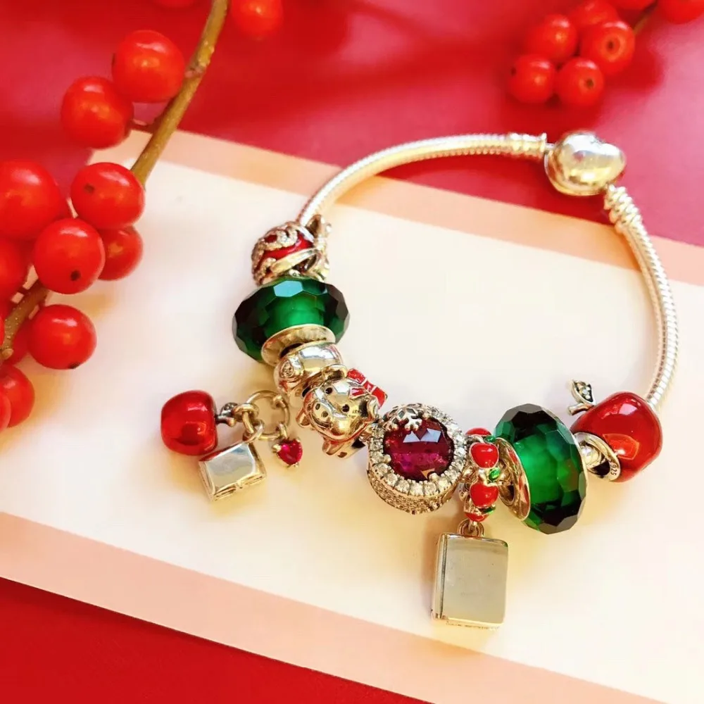 

Kaliyah Shop High Quality 1:1 100% 925 Pure Silver Color Beaded Pig Bracelet Gift First Choice Free Of Charge