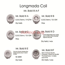 Сменные катушки для Longmada 510 Rig портативный e Nail MR BALD I II III 2в1 воск травяная сухая травяная головка гвоздь труба Dabber