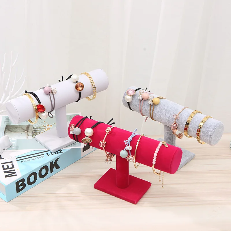 Velluto/Cuoio Dell'Unità Di Elaborazione T-Bar Espositore Per Gioielli Braccialetto Orologio Gioielli T-Bar Espositore Supporto Supporto Per Gioielli 