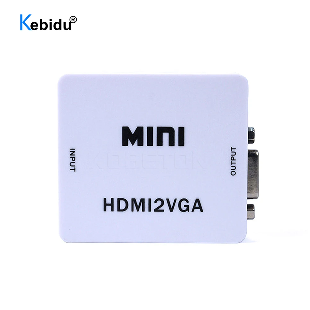 Kebidu MINI HD 1080P HDMI-совместимый преобразователь VGA с аудио HDMI2VGA видео бокс адаптер для