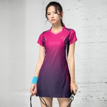 Одежда для бадминтона, женское платье, новинка, весна и лето, короткий рукав, быстросохнущий, тонкий, для тенниса, спортивный костюм, спортивное платье