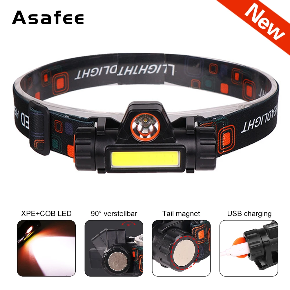 

Mini Portable XPE COB LED Headlamp Work Light IPX5 Magnetic Dimming Headlight Use Built-in Battery for Night Lighting Flashlight
