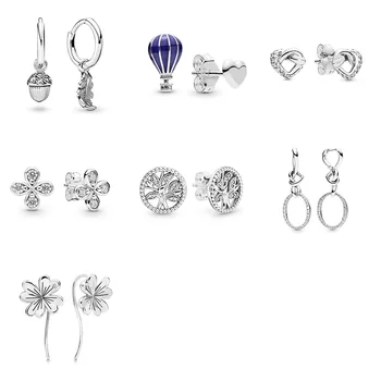 

Authentic 925 Sterling Silver Earrings Balloon Leaf Eardrop For Women Wedding Party Jewelry