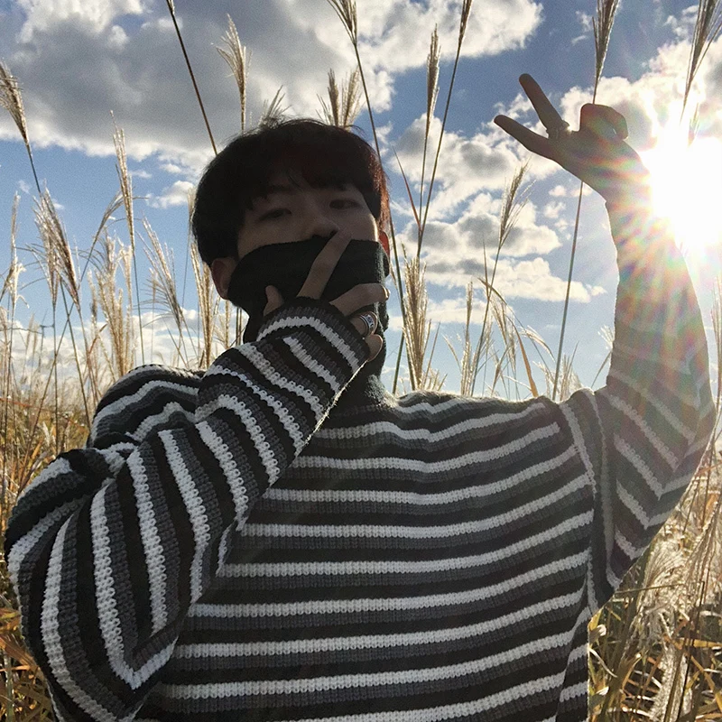 90% OFF Men's sweater 2020 new handsome wild retro warm striped turtleneck couple sweater youth personality fashion men's clothing