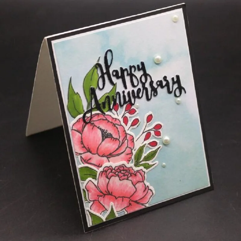 

Happy anniversary word metal cutting dies for DIY scrapbooking albulm photo decorative paper card craft stamp die