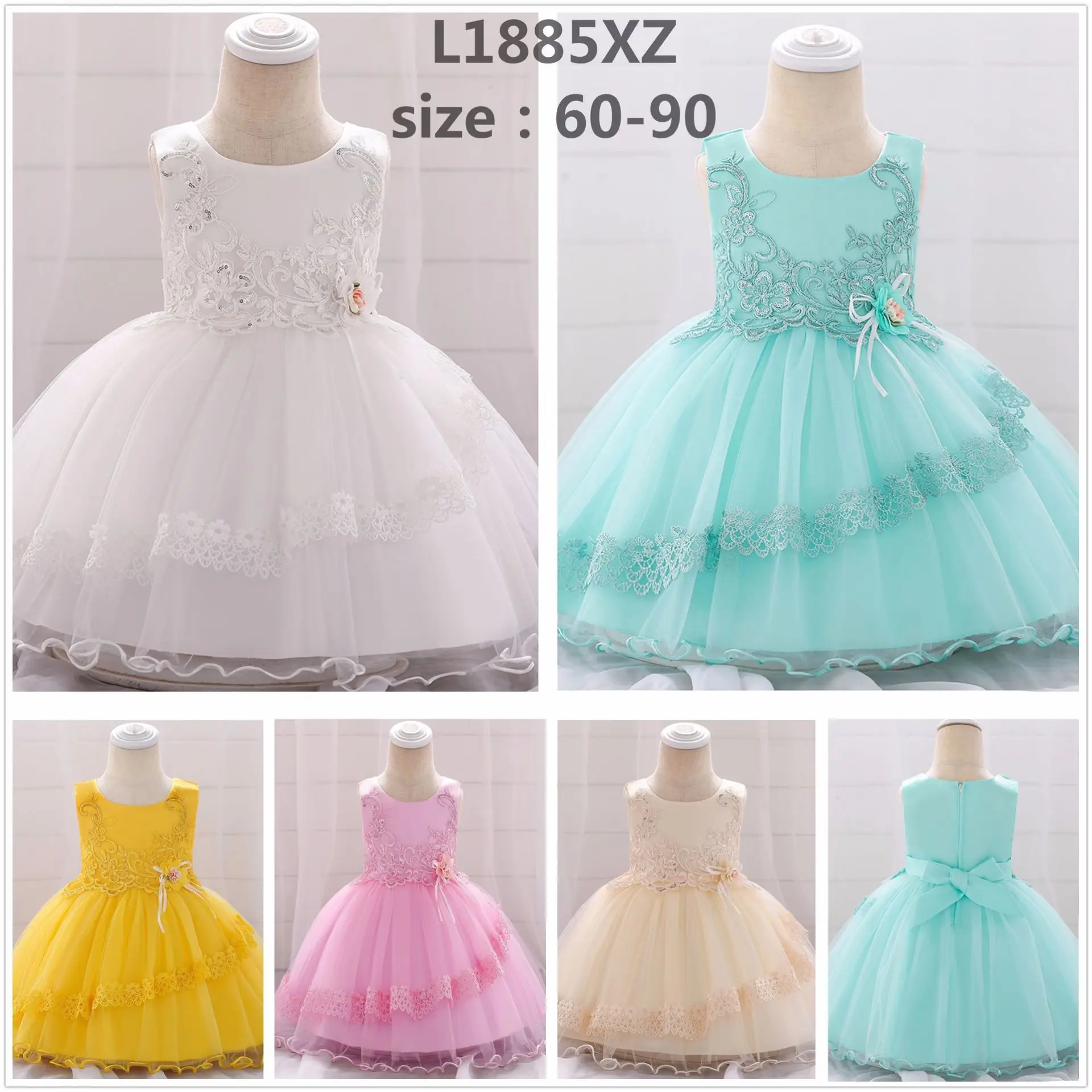 Babies' Dress AliExpress Europe And America New Style Baby Wedding Dress a Year of Age Princess Dress Embroidered Flower Gi