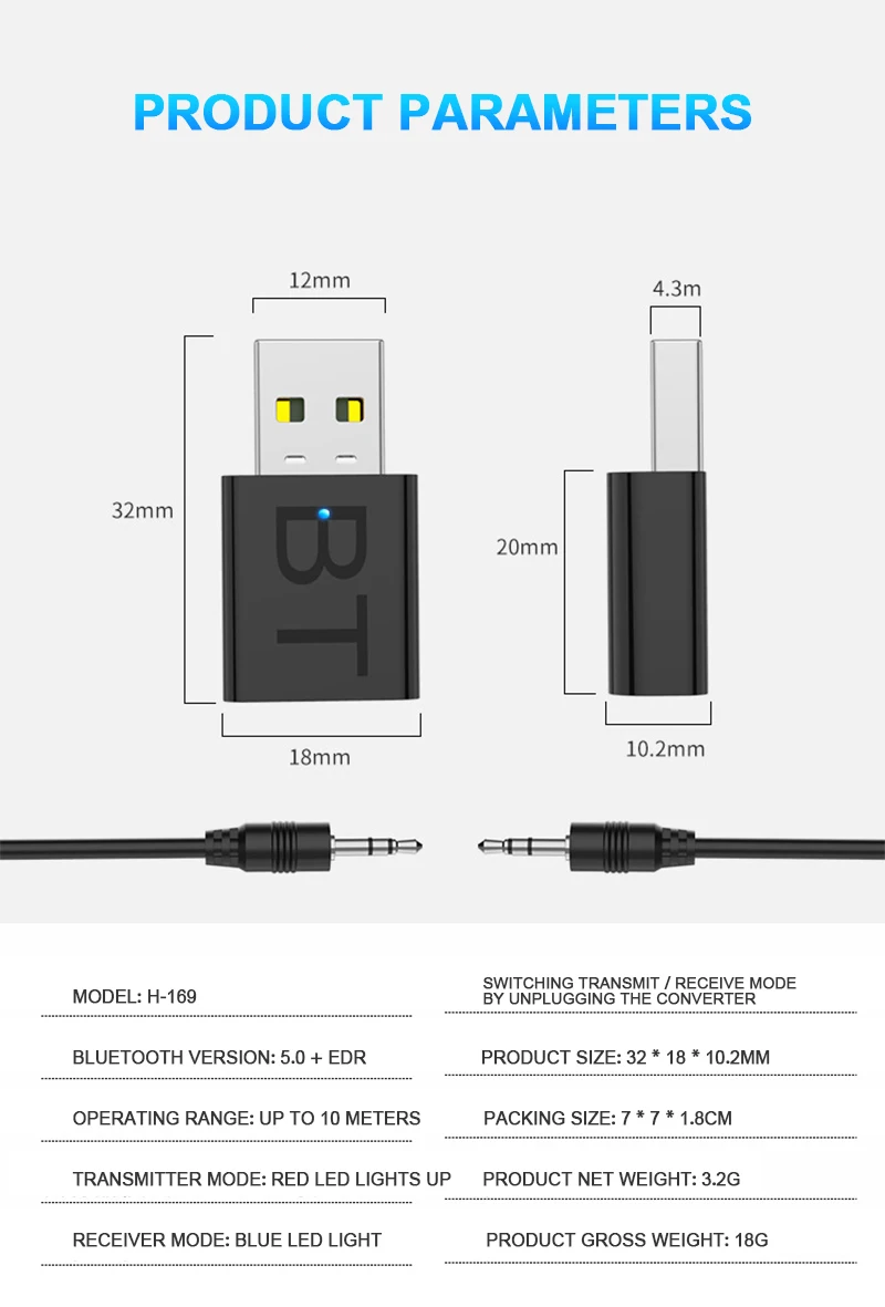 Автомобильный Bluetooth 5,0 Аудио приемник адаптер Портативный беспроводной Bluetooth передатчик 3,5 мм Aux для домашнего автомобиля комплект Mp3 музыкальный приемник