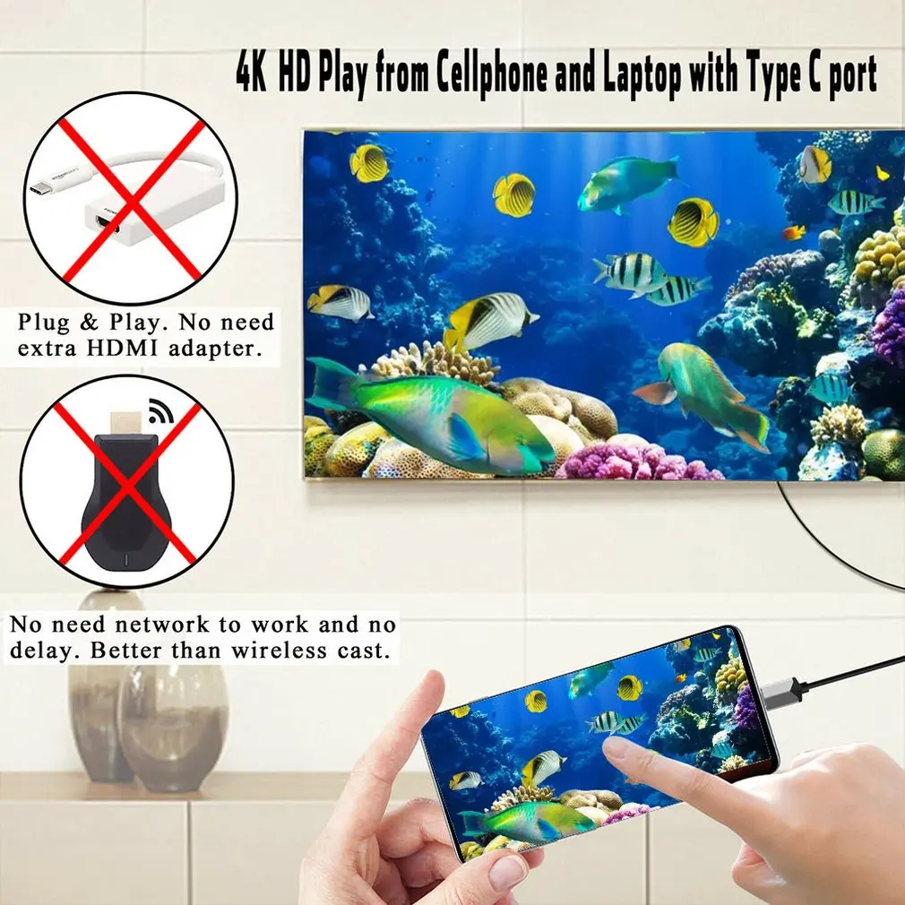 USB-C type-C к HDMI кабель HDTV адаптера для samsung S10 S9 для Note 9 Macbook Play и Play с интеллектуальным чипом