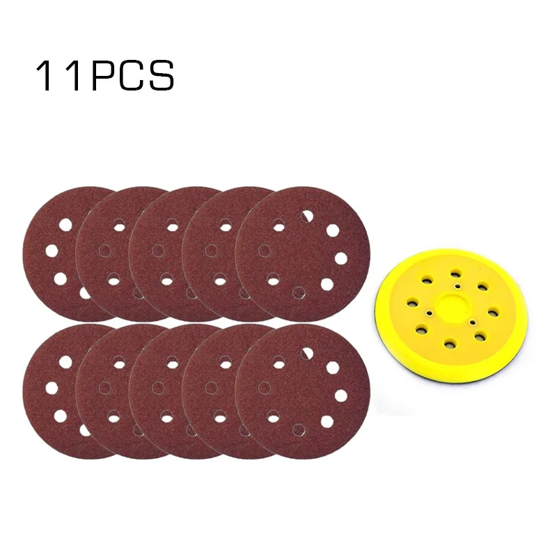5 Hook And Loop Sanding Pad Polishing Sander Disc With 10 Pcs Sandpapers