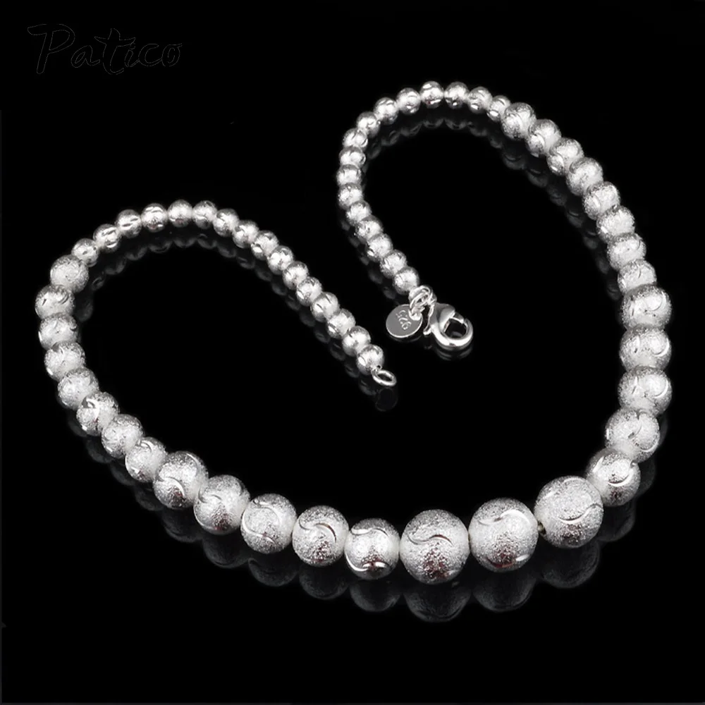 Креативные новые поступления серебряные бусины 925 пробы длинные цепочки ожерелья для женщин День Святого Валентина украшения, подарки, аксессуары