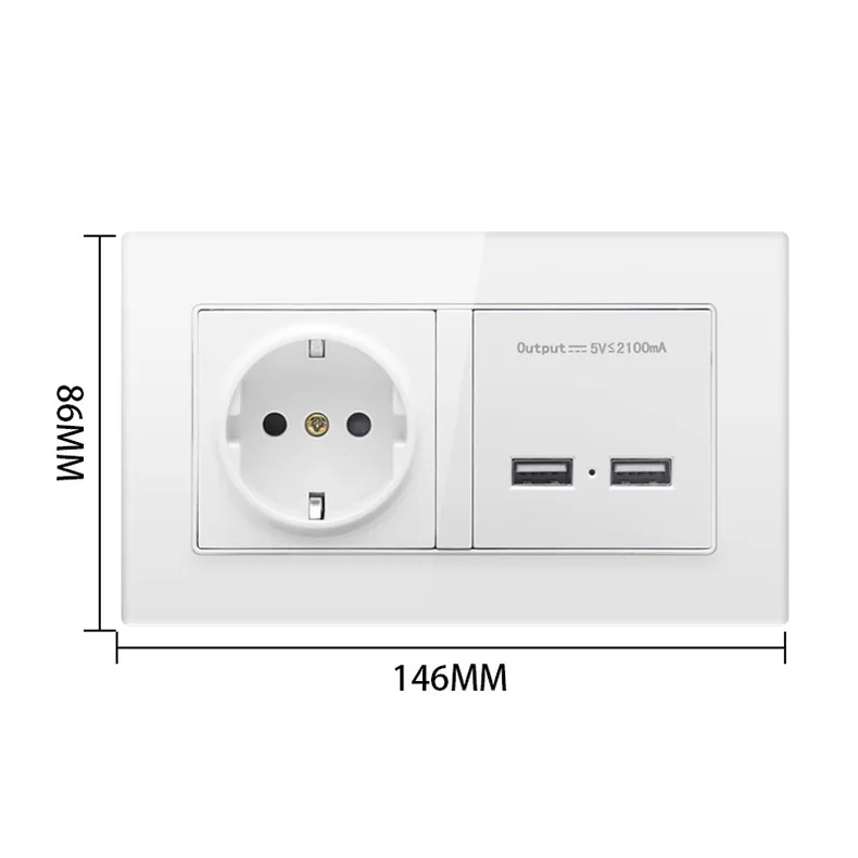 Bcsongben Розетка с usb двойной USB зарядное устройство на стене адаптер зарядка 2A настенное зарядное устройство адаптер розетка стандарта евроcоюза розетка 146*86