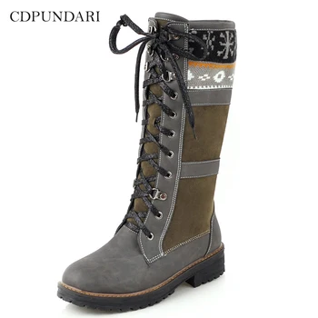 

CDPUNDARI Combat boots women platforms boots Ladies winter snow boots shoes woman Motorcycle boots