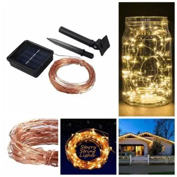 

200 LED Solar sliver Wire Light Waterproof Fairy Garland Lights String Outdoor Holiday Christmas Party Wedding Solar Lamp Decor
