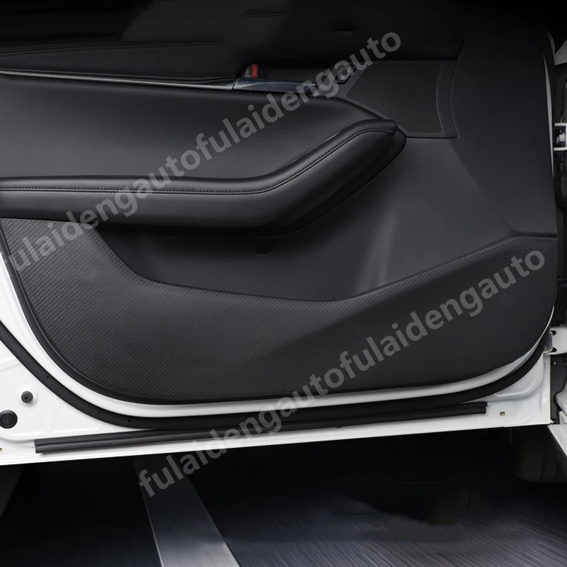 4 шт. для Mazda 3 Axela- Новые защитные накладки для дверей из углеродного волокна и кожи, защитные накладки, автомобильные аксессуары
