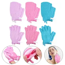 Нейлоновые перчатки для ванны, отшелушивающие перчатки, очищающие кожу тела, пилинг, скруббер, 3 пары, перчатки с пятью пальцами+ 3 пары, перчатки на полный палец