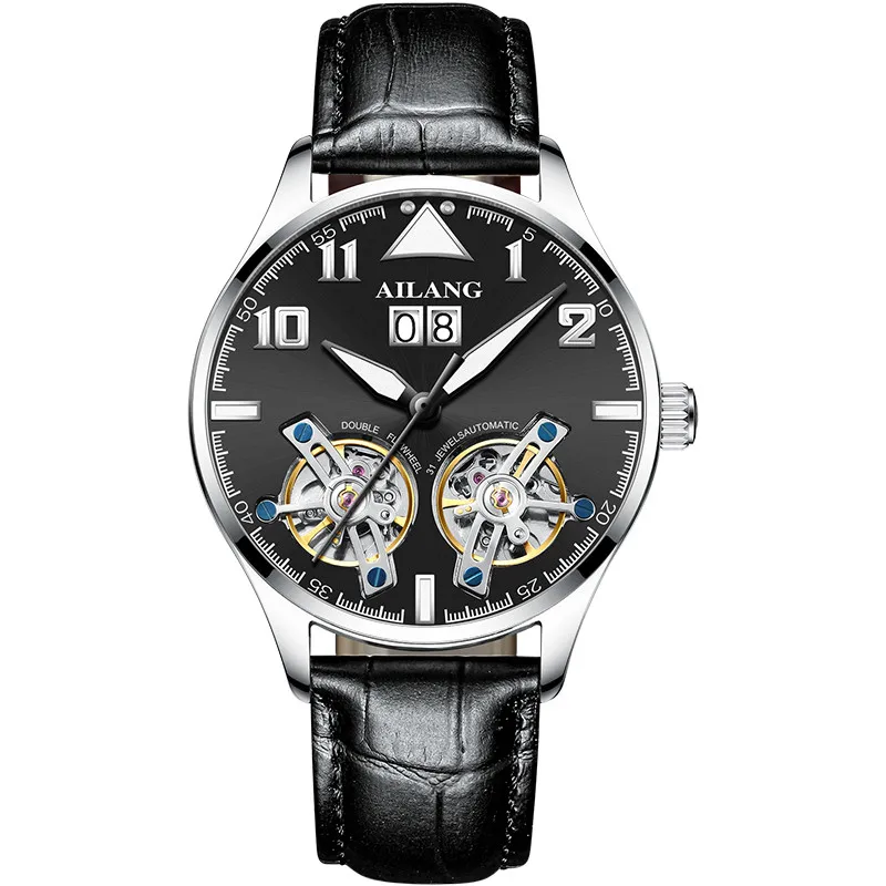 Tourbillon Мужские часы лучший бренд класса люкс настоящие автоматические механические часы мужские светящиеся механические кожаные часы erkek kol saati - Цвет: Color 05