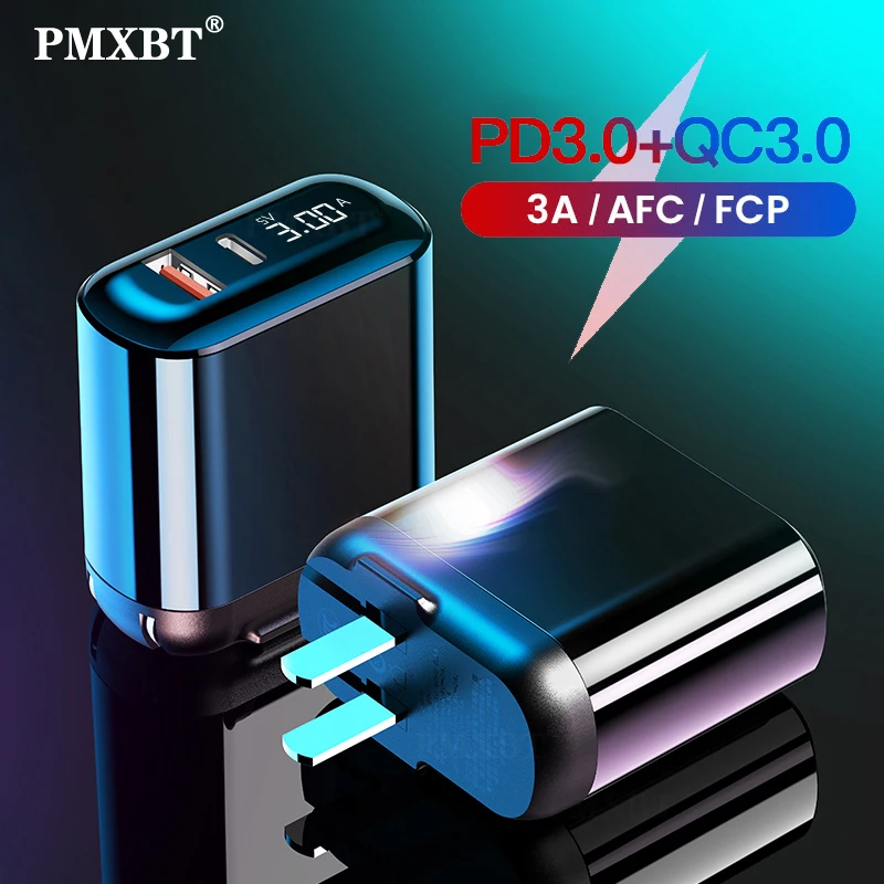 Быстрая зарядка USB зарядное устройство QC 3 0 PD светодиодный дисплей Мобильный