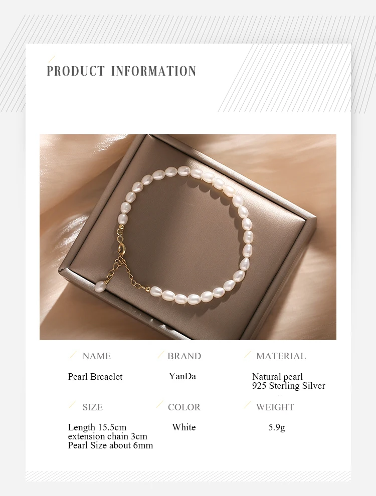 Модные браслеты из натурального пресноводного жемчуга для женщин, белые круглые жемчужные ювелирные изделия, высокое качество, 925 пробы серебряный браслет