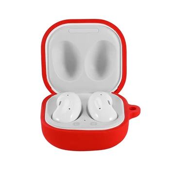 

Soft Silicone Case For Samsung Galaxy Buds Live Case Protective Solid Color Earphone Case luxury Headset Accessories With Hook