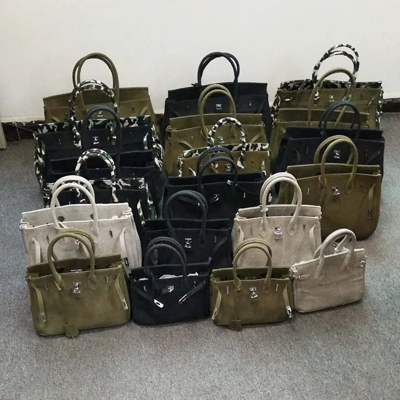 

Fashion Women Canvas Handbag Bag Military Green Thicken Large Capacity Totes Lock Platinum Package Japanese style Shoulder bag