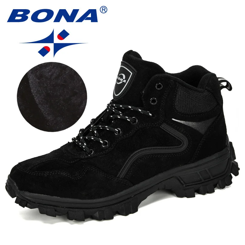 BONA/Новинка; Замшевые мужские треккинговые ботинки; зимние ботинки для альпинизма; мужские высокие кроссовки для альпинизма, кемпинга, охоты, бега, ходьбы; плюшевая обувь