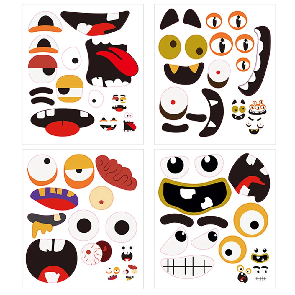 

4Pcs Halloween Trick or Treat Party Decoration Pumpkin Decorating Stickers Cute Pumpkin Stickers for Halloween Party Favors