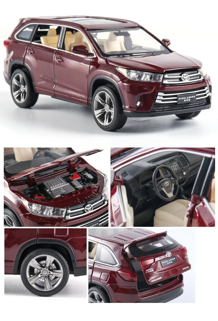 1/32 Toyota Highlander Diecasts& Toy Vehicles модель автомобиля со звуком и светильник коллекция автомобиля игрушки для мальчика Детский подарок на день рождения