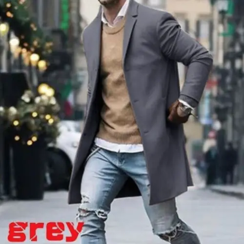 Men Jacket Casual Slim Fit Long Sleeve Knitted Cardigan Trench Coat Jacket Suit Outwear