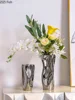 Ceramic Vase Silver Flower Vase Mirror Surface Warped Abstract Flower Arrangement Ceramic Bottle Home Decoration Ornaments 1