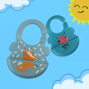

Newborn Stuff Waterproof Silicone Baby Bibs Feeding Toddler Cartoon Aprons Adjustable Infant Bibs Burp Cloths Bandana Bibs