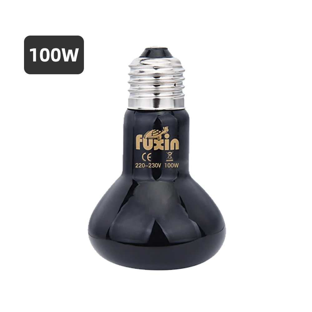 BLACK 100W Лампа для рептилий Mini Pet нагревательная лампа E27 УФ дневной и ночной режимы амфибия черепаха, змея лампы тепла лампа для рептилий светильник 25/50/100 Вт AC220-230V - Цвет: BLACK 100W