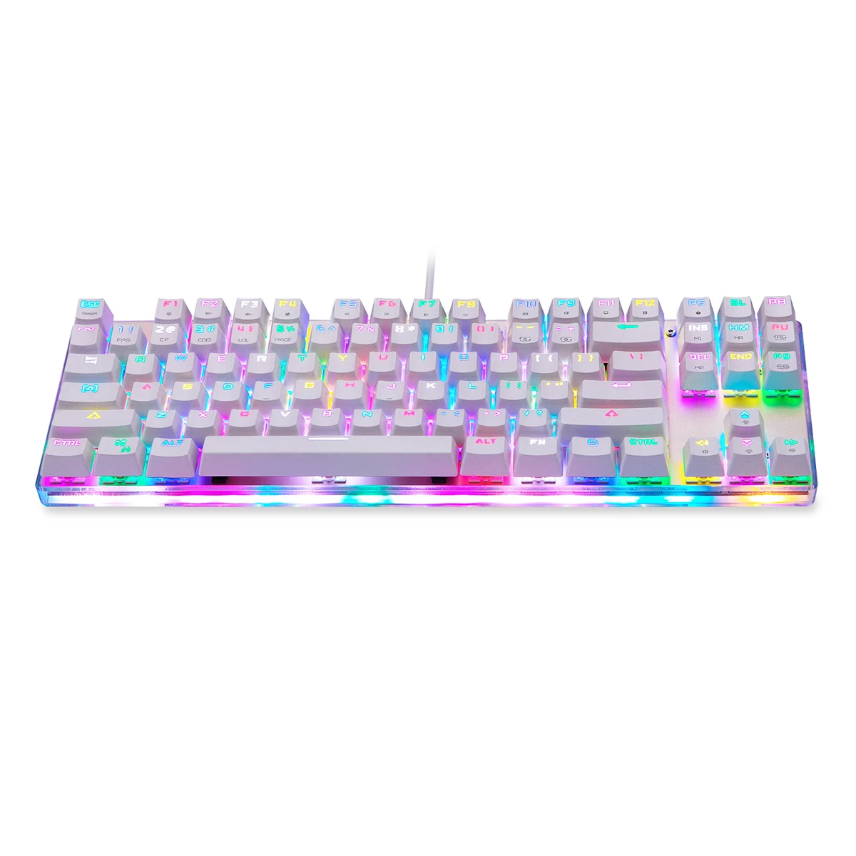 K87S Высококачественная Механическая белая клавиатура Проводная 87 клавиш RGB подсветка американская клавиатура профессиональные игровые клавиатуры