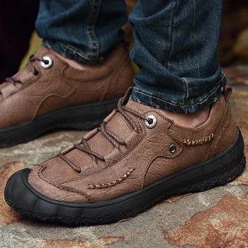 

NEW Men Casual Shoes Summer Hiking Shoes Size 38-45 Men Breathable Casual Leather Men Walking Shoes Factory Sales *