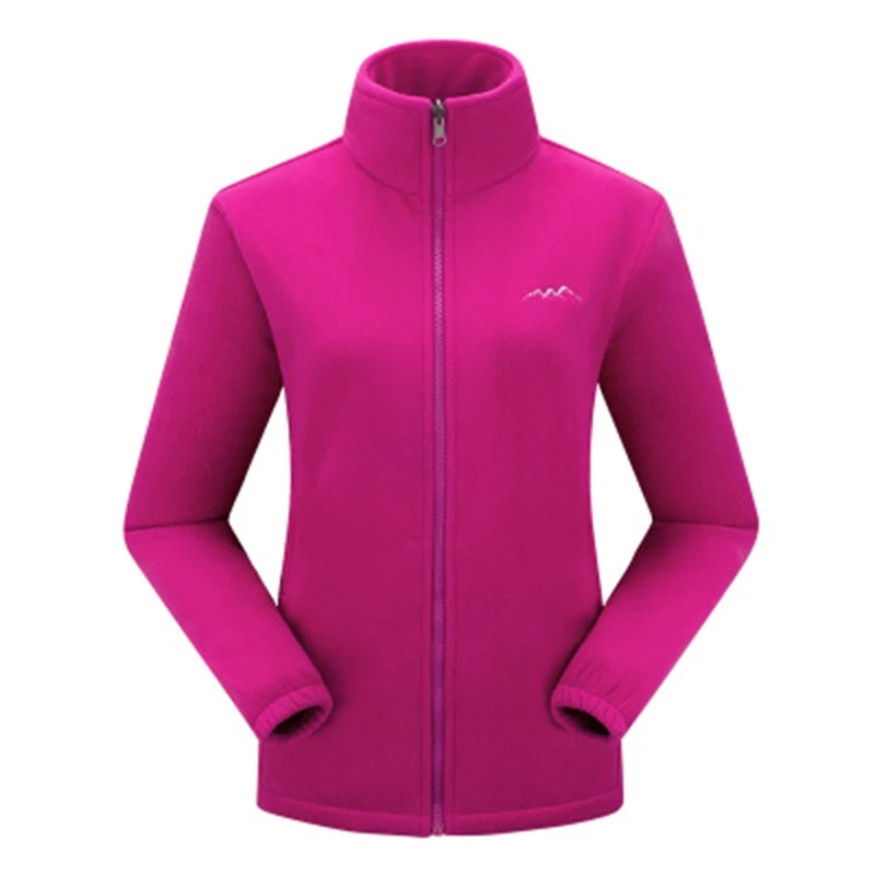 Мужская и женская походная куртка для активного отдыха осень зима теплый флис горный треккинг ветровка 6XL Рыбалка Походное пальто куртки - Цвет: Women Dark Pink