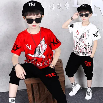 

Kids Sets Boys Summer New Children Short Sleeved T Shirt +pant Two Sets of Children's Sport Suit 5-13 Ages Clothing 10 12 Year