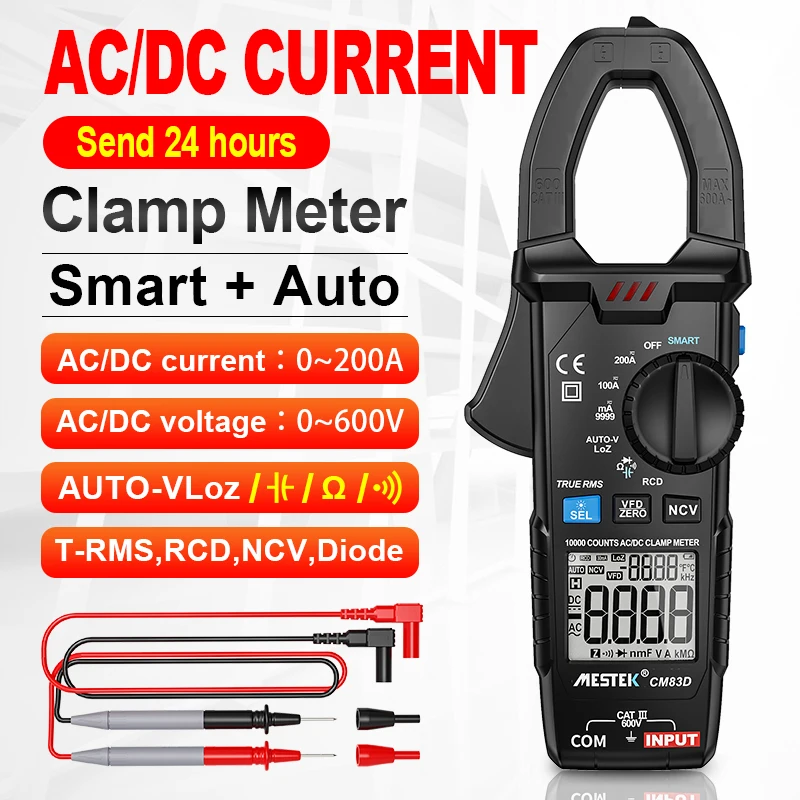 600V Digital Clamp Meter Multimeter AC/DC Volt Amps Ohm Current Tester 