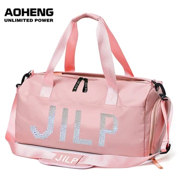 

Travel Waterproof Letters For Fitness Training Yoga bag dry and wet separation shoulder Messenger bag Women Tote Handbag