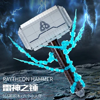 

916pcs DIY Thunder Male Hammer Building Blocks Hero Series Creative Children's Toys Figures Bricks Weapon Model Cosplay