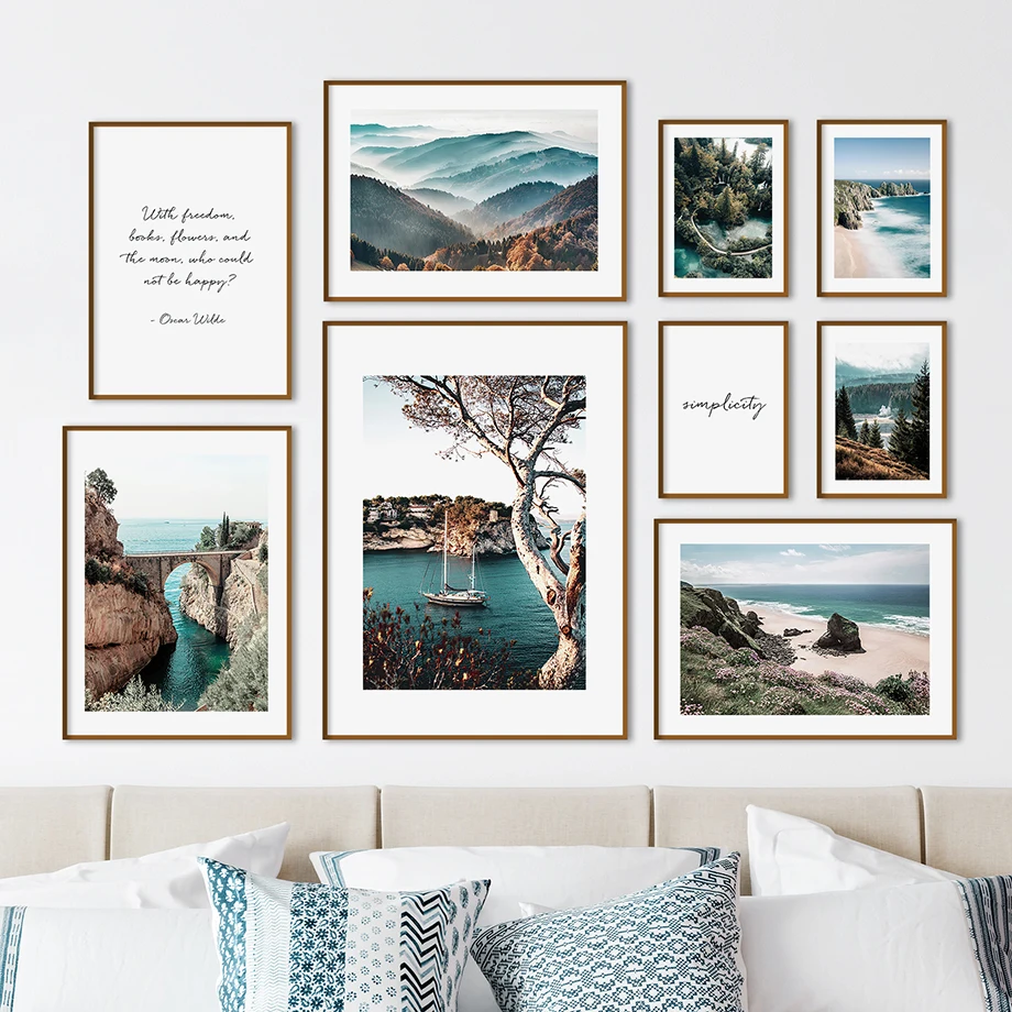 

Nordic Wall Decor Landscape Seascape Canvas Painting Modern Beach Pictures for Living Room Frameless Wall Art