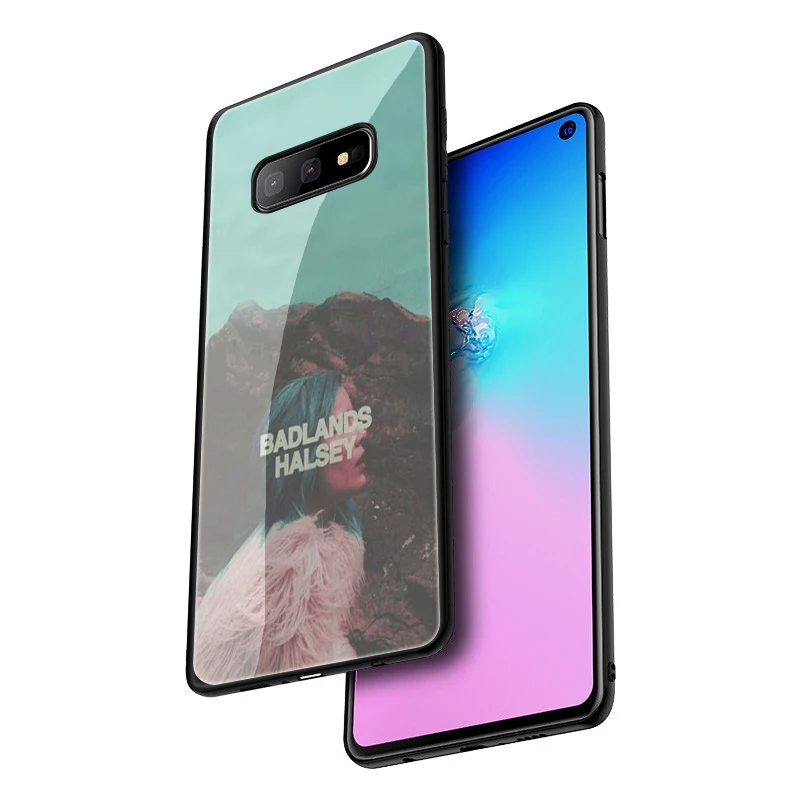 EWAU Halsey Цвета текст Badlands закаленное Стекло чехол для телефона для samsung S7 край S8 S9 S10 Note 8, 9, 10, плюс A10 20 30 40 50 60 70