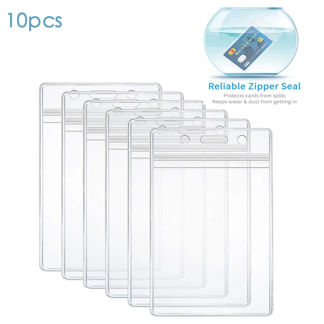 10 Teile/satz Großhandel Vertikale Transparent Vinyl Kunststoff Klar  Ausweis Abzeichen Halter Wasserdicht Karte Protector Männer