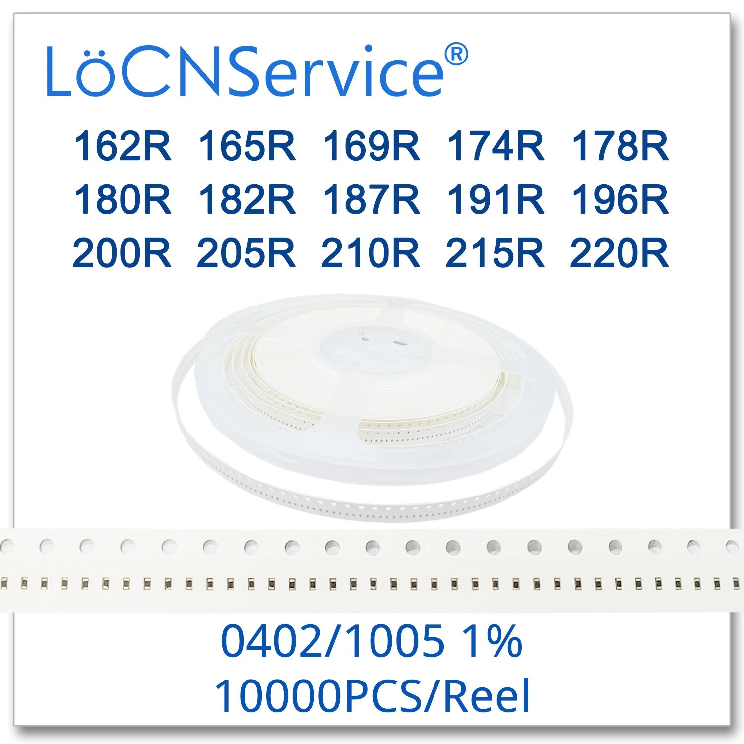 LoCNService 0402 1% 10000 шт. 162R 165R 169R 174R 178R 180R 182R 187R 191R 196R 200R 205R 210R 215R 220R 1005 резистор Ом |