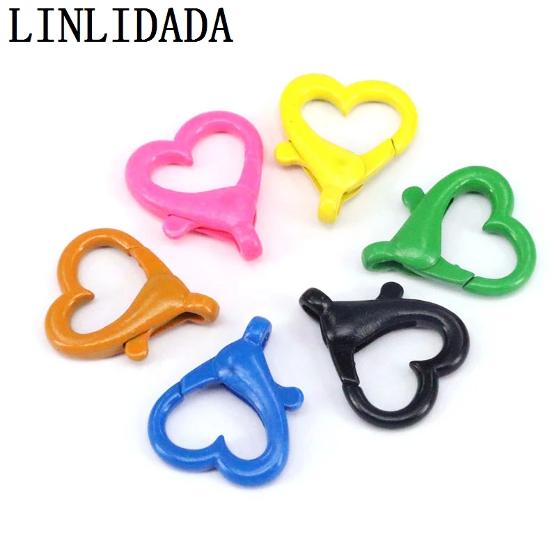 

10Pcs, Colorful Heart Shape Lobster Clasp Connector Hook Accessories For DIY Jewelry Making Necklace Bracelet Chain Findings