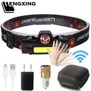 SPECIAL PROMO ❤️ Portable XP-G Headlamp Sensor Mini Flashlight 2 Ligh Led COB Head Lamp Built-in USB Rechargeable 18650 Battery Suit for Fishing - discount item 80% OFF Lights & Lighting