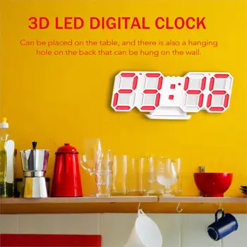 

New Digital Clock Electronic Table Alarm Clock USB 5V 1A Home Decoration Wall Glowing Hanging 3D LED Clocks